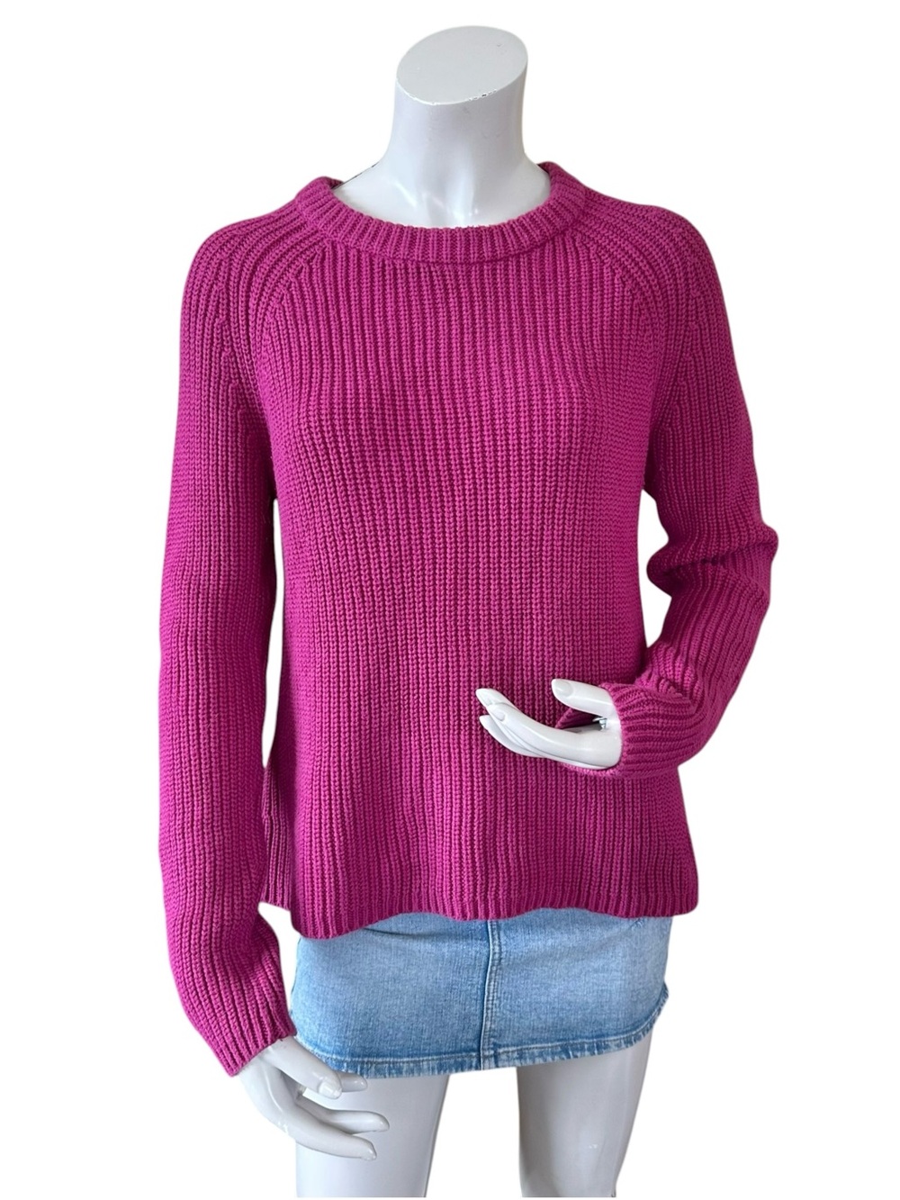Quince Magenta Pink 100% Organic Cotton Thickweight Fisherman Sweater Small